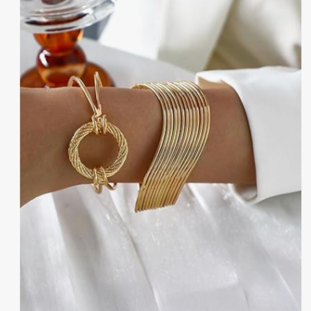Anthro Set of Two Gold Bracelets